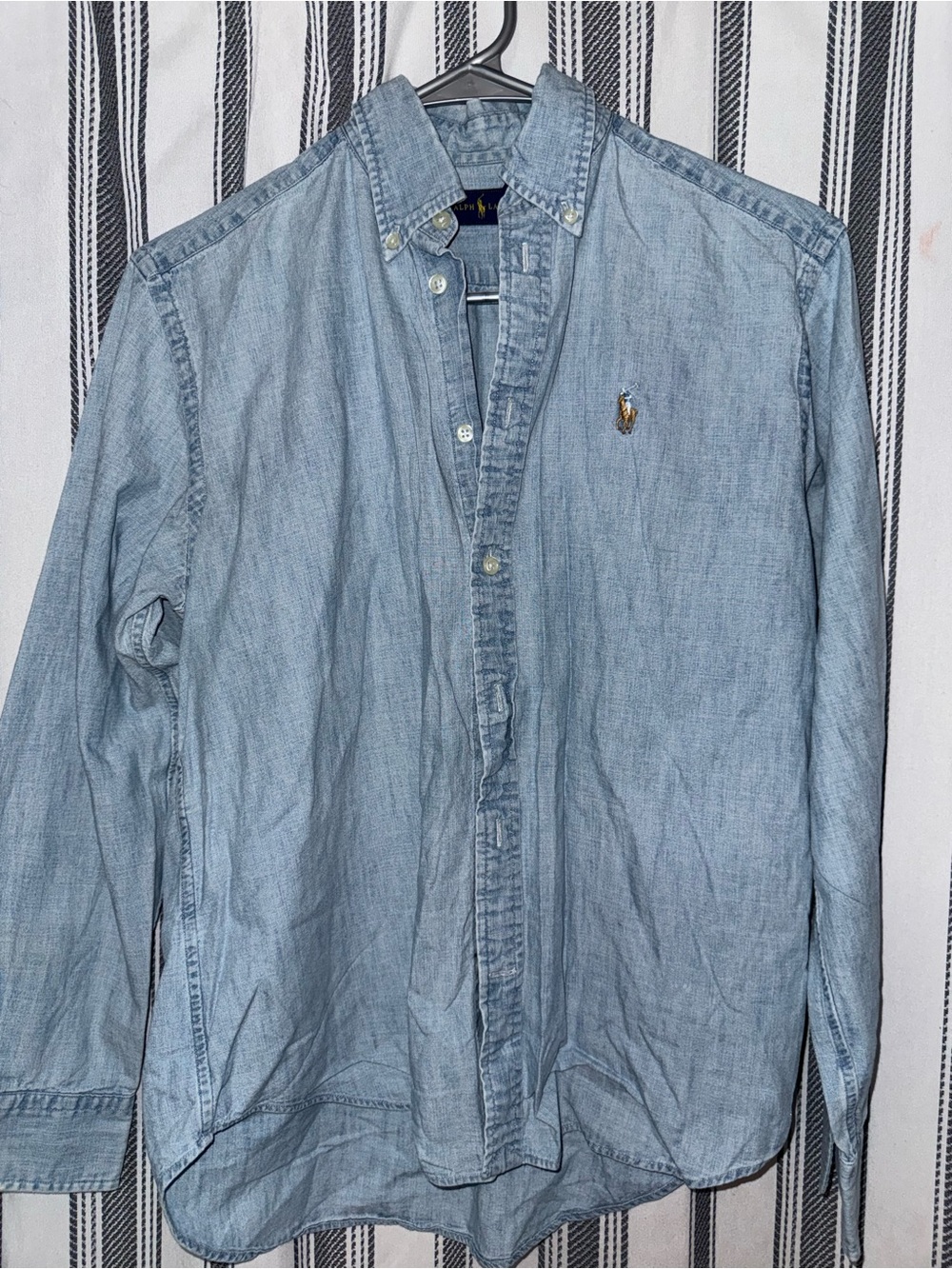 Ralph Lauren Light Blue Denim Button-Down Shirt with Polo Pony